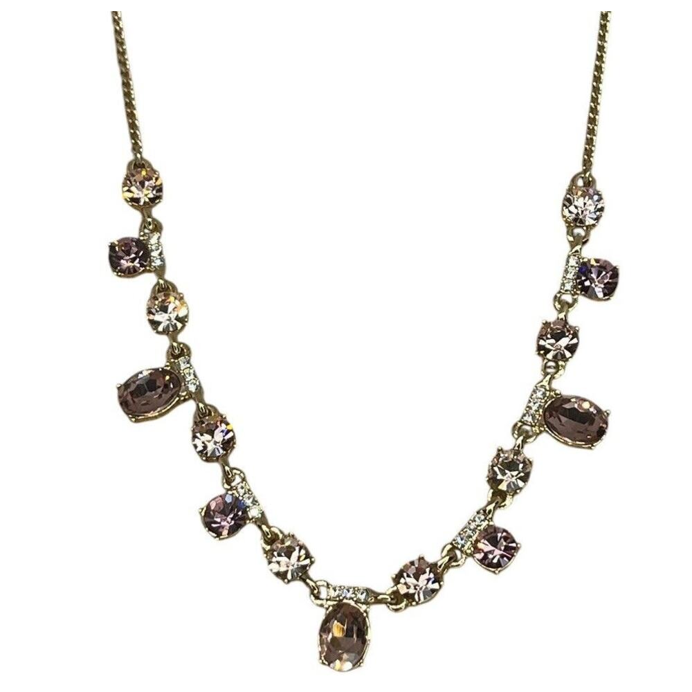 Givenchy Frontal Necklace Luxury Designer Elegant Chic Crystal Gold Tone NEW - Picture 2 of 15